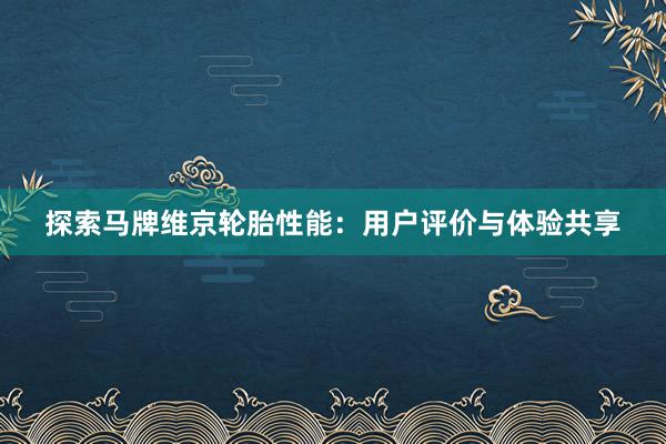 探索马牌维京轮胎性能：用户评价与体验共享