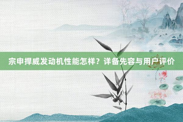 宗申捍威发动机性能怎样？详备先容与用户评价