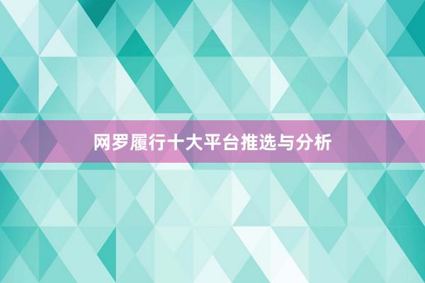 网罗履行十大平台推选与分析