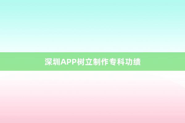深圳APP树立制作专科功绩