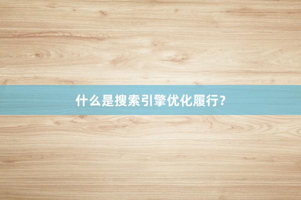 什么是搜索引擎优化履行？